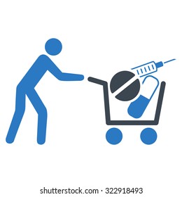 Medical Shopping vector icon. Style is bicolor flat symbol, smooth blue colors, rounded angles, white background.