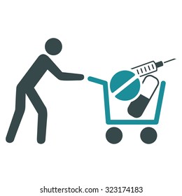 Medical Shopping vector icon. Style is bicolor flat symbol, soft blue colors, rounded angles, white background.