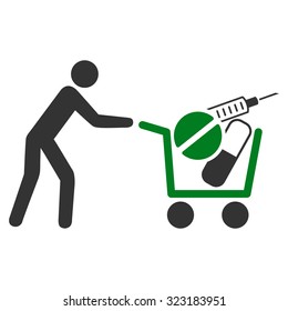 Medical Shopping vector icon. Style is bicolor flat symbol, green and gray colors, rounded angles, white background.