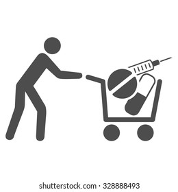 Medical Shopping vector icon. Style is flat symbol, gray color, rounded angles, white background.
