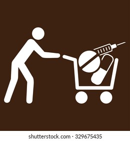 Medical Shopping vector icon. Style is flat symbol, white color, rounded angles, brown background.