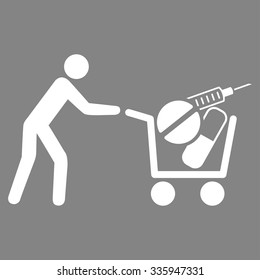 Medical Shopping vector icon. Style is flat symbol, white color, rounded angles, gray background.