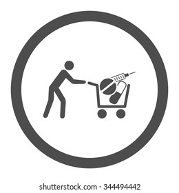 Medical Shopping vector icon. Style is flat rounded symbol, gray color, rounded angles, white background.