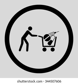 Medical Shopping vector icon. Style is flat rounded symbol, black color, rounded angles, light gray background.