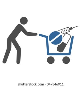 Medical Shopping vector icon. Style is bicolor flat symbol, cobalt and gray colors, rounded angles, white background.