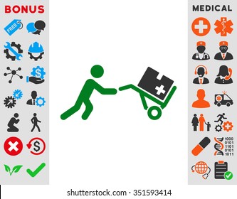 Medical Shopping vector icon. Style is bicolor flat symbol, green and gray colors, rounded angles, white background.