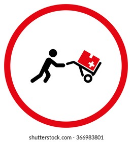 Medical Shopping vector icon. Style is bicolor flat circled symbol, intensive red and black colors, rounded angles, white background.
