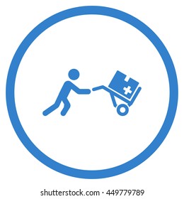 Medical Shopping vector icon. Style is flat circled symbol, cobalt color, rounded angles, white background.