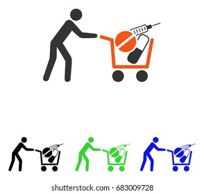 Medical Shopping vector pictograph. Illustration style is a flat iconic colored symbol with different color versions.