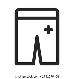 Medical shorts icon. Uniform pants for doctors and nurses. Part of a scrub suit. Vector thin line linear illustration. Editable outline for web, UI, stories highlights
