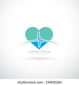 Medical sign with beating heart - vector illustration