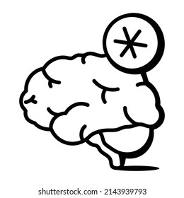 Medical sign with brain, doodle icon of brain health 

