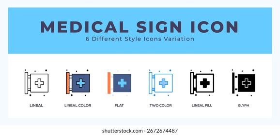 Conjunto de iconos de signos médicos. Ilustración vectorial.