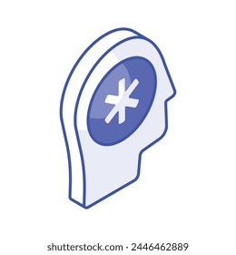 Medical sign inside human mind showing concept isometric icon of mental health