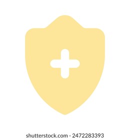 Medical sign inside protection shield showing concept icon of health insurance, medical protection vector