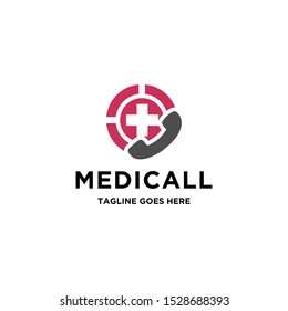 Medical Sign With Phone Call Emergency Logo Icon Vector Template