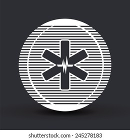 Medical sign with the pulse. Flat design style. Made in vector