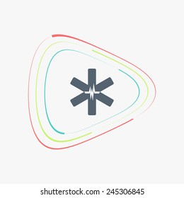 Medical sign with the pulse. Flat design style. Made in vector