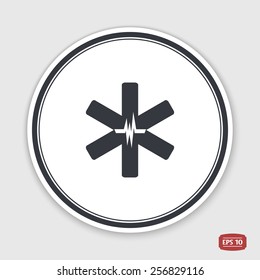 Medical sign with the pulse. Flat design style. Made in vector. 