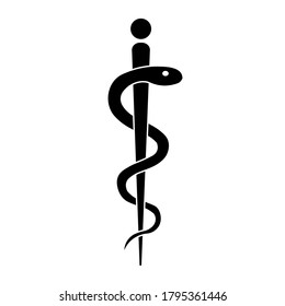 Medical sign snake icon. Hospital ambulance glyph style pictogram