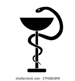 Medical sign snake icon. Hospital ambulance glyph style pictogram