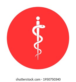 Medical sign snake icon. Hospital ambulance glyph style pictogram