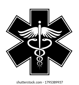 Medical sign star of life icon. Hospital ambulance star glyph style pictogram