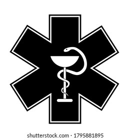 Medical sign star of life icon. Hospital ambulance star glyph style pictogram