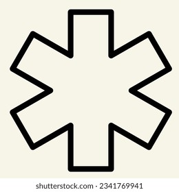 Medizinisches Zeichen Star der Lebenslinie Symbol. Krankenhausambulanzstar-Umriss-Piktogramm auf weißem Hintergrund. Medicine Logo Mobile Concept Web Design. Vektorgrafiken.