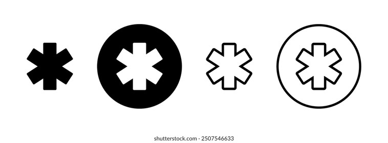 The medical sign of the star of life. Set of icons on a white background.