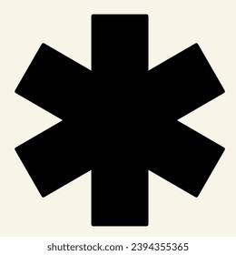 Medical sign star of life solid icon. Hospital ambulance star glyph style pictogram on white background. Medicine logo for mobile concept and web design. Vector graphics