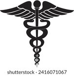 Medical sign, Medical symbol, Medical Snake Caduceus Logo, Caduceus sign, caduceus symbol, Snake medical icon Blue