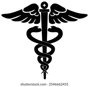 Medical sign, medical symbol, Medical Snake Caduceus Logo, Caduceus sign, caduceus symbol, Snake medical icon. Icon vector illustration on white background.