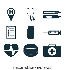 Medical signs set. Vector icon and Health design. Isolated on white background