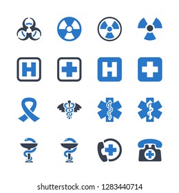 Medical Signs & Symbols Icons - Blue Series Set