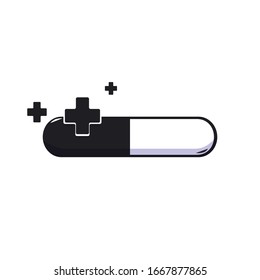 Medical silhouette icon. Pills silhouette icon. Hospital silhouette icon