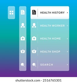 Medical Simple Vertical bar Navigation Elements website Design with transparent background