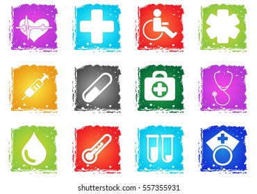 Medical simply symbol in grunge style for user interface design