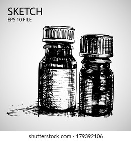Medizinische Skizzenflasche - Vektorillustration