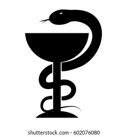 Medical snake with bowl vector icon