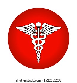 Medical Snake Caduceus Circle Icon Red Stock Vector (Royalty Free ...