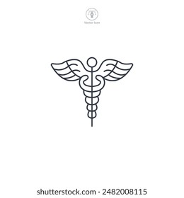 Medical Snake Caduceus Icon symbol vector illustration isolated on white background