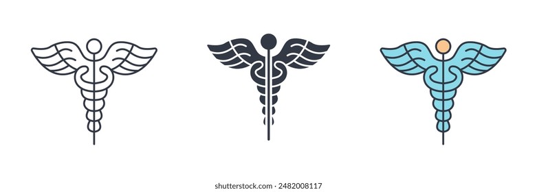 Medical Snake Caduceus Icon symbol vector illustration isolated on white background