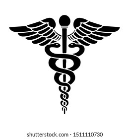 Medical Snake Caduceus Logo Sign Template Vector Isolated White Background