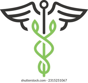 Medical Snake Caduceus Logo Sign Template Vector Isolated on White Background.