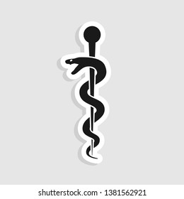 medical snake health symbol. line art. Modern depiction of the caduceus, vector silhouette.