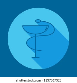 medical snake symbol flat long shadow icon. Element of medicine icon for mobile concept and web apps. Long shadow medical snake symbol icon can used for web and mobile on blue background