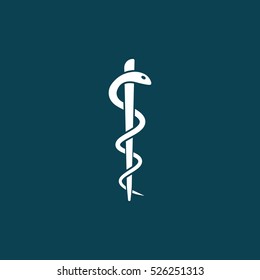 medical snake symbol icon on blue background