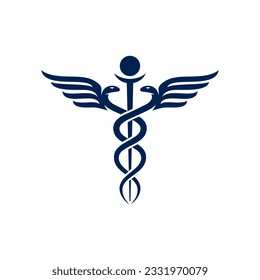 Medical snake vector icon, Rod of Asclepius sign on