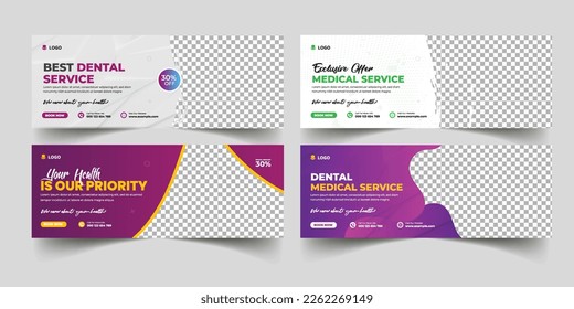 Medical social media cover template post design collection. Set of medical banner design, Modern banner design, Social media healthcare post banner. Editable Healthcare Social Media Banner Template.